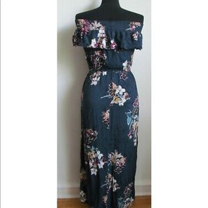 Floral Print Off The Shoulders Ruffle Dress